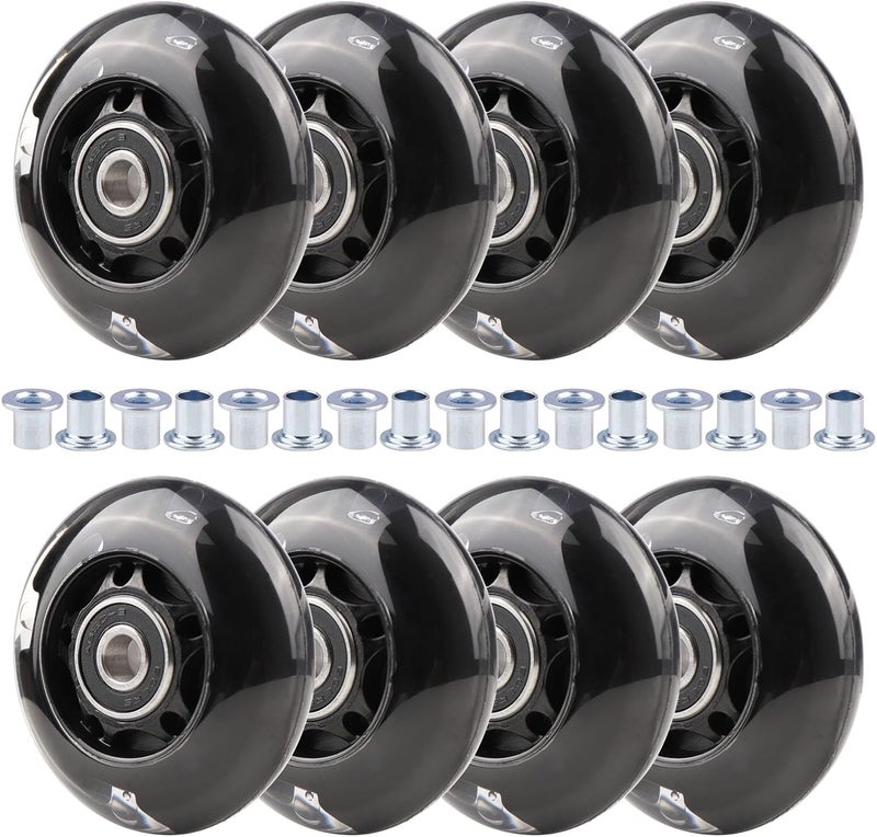 WHEELGOO 8 قطع عجلات التزلج على الجليد مع أضواء LED 64/70/72/76/80 مم مع حوامل 85-88A للأطفال والمبتدئين - Image 1